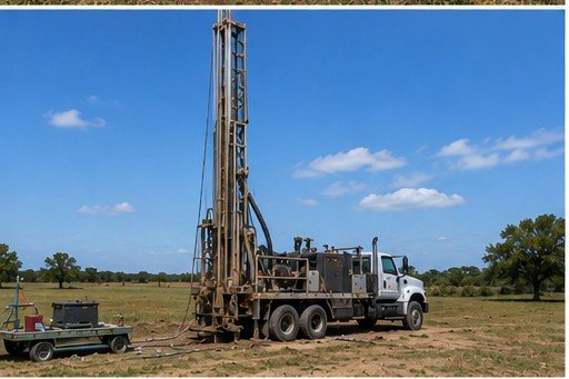 Drilling rig set up before drilling begins